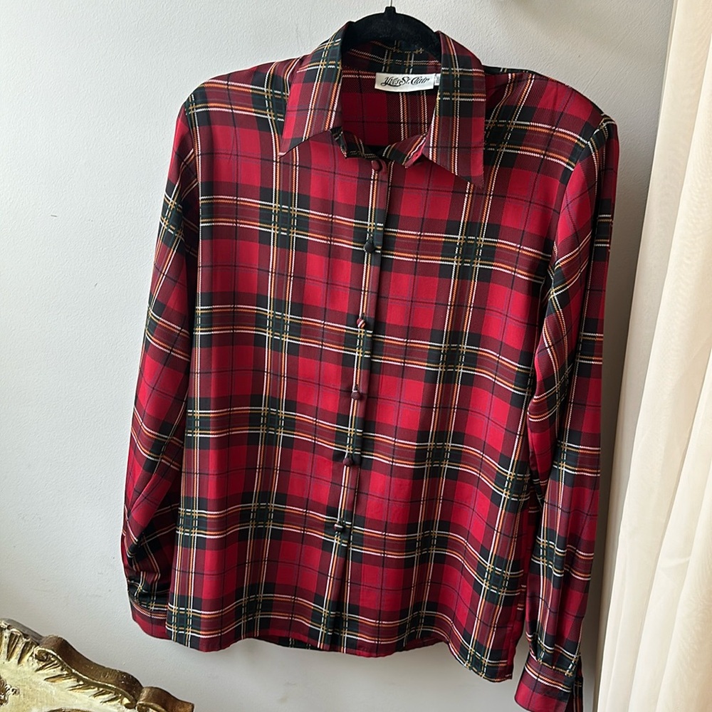 Vintage Holiday Tartan Yves St Clair Blouse